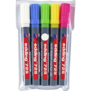 Edding 4-725-5 e-725 Whiteboard marker set White, Neon blue, Neon yellow, Neon green, Neon pink