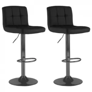 Neo Black Faux Leather Bar Stools With Matt Black Legs Set Of Two