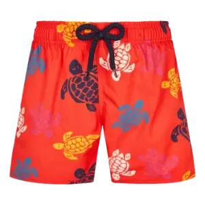 Boys Stretch Swim Shorts Ronde Des Tortues Multicolores - Jirise - Red - Size 10 - Vilebrequin