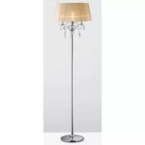 09diyas - Olivia floor lamp with bronze lampshade 3 polished chrome/crystal bulbs