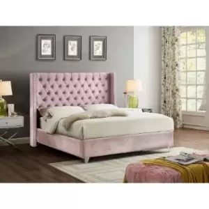 Adriana Bed Double Plush Velvet Pink