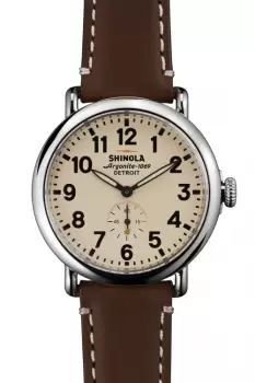 Mens Shinola Runwell 47mm Natural Leather Strap Watch S0110000010