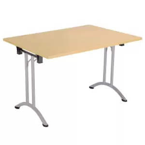 One Union Folding Table 1200 X 800 Silver Frame Nova Oak Rectangular Top