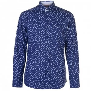Pierre Cardin Long Sleeve Printed Shirt Mens - Navy/Wht Floral