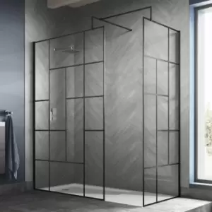 Abstract Frame Wetroom Screen with Support Bar 1000mm Wide - 8mm Glass - Hudson Reed