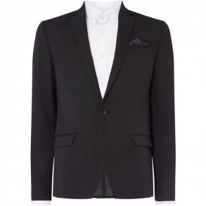 Label Lab Jones Skinny Fit Notch Lapel Twill Suit Jacket - Black