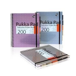 Bundle Pukka Pad A4 Project Book Wirebound 200pp Metallic Pack of of 3