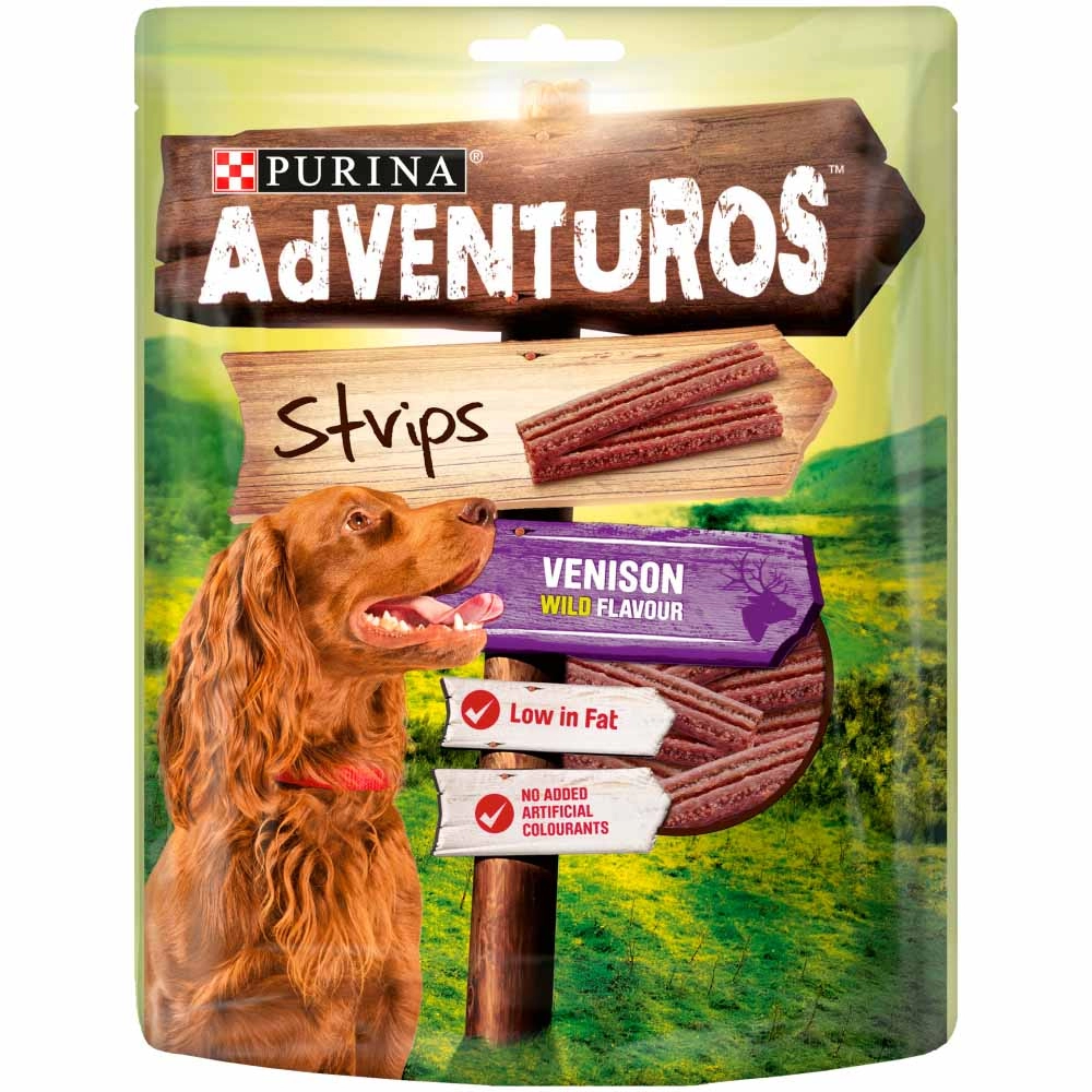 Purina Adventuros Strips Dog Treat Venison Flavour 90g - wilko