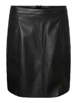 VERO MODA High Waisted Coated Mini Skirt Women Black