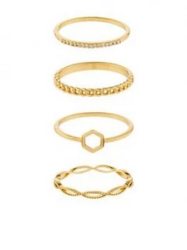 Accessorize Z 4x Hexagon Ring Set - Gold, Size S, Women