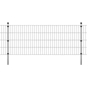 2D Garden Fence Panels & Posts Silver 2008x830 mm 8m - Silver - Vidaxl