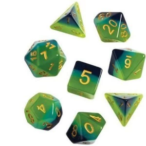 Green & Blue Translucent Polyhedral Dice Set