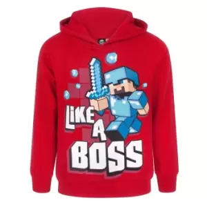Minecraft Boys Like A Boss Hoodie (5-6 Years) (Red/Blue/White)