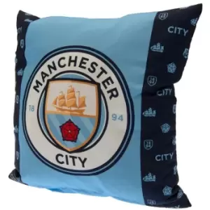 Manchester City FC Crest Filled Cushion (One Size) (Blue/White) - Blue/White
