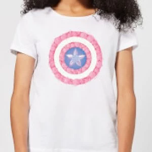 Marvel Captain America Flower Shield Womens T-Shirt - White - M