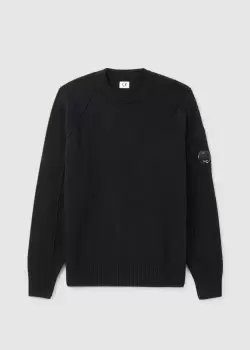 C.P. Company Mens Lambswool Crew Neck Sweatshirt In Black