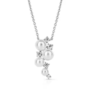 Diamonfire Silver Zirconia & Pearl Bubble Necklace