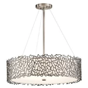 4 Light Ceiling Pendant Classic Pewter, Silver Coral, E27