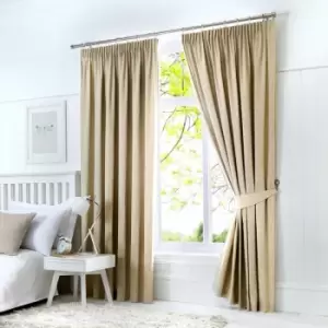 Fusion - Dijon Blackout Pencil Pleat Lined Curtains, Natural, 46 x 90 Inch
