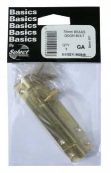Select Hardware Door Bolt Brass 75mm 1 Pack