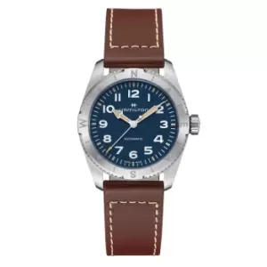 Hamilton Khaki Field Expedition Auto Blue Dial Brown Leather Strap Mens Watch H70225540