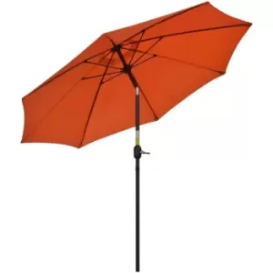 2.6M Patio Umbrella Outdoor Sunshade Canopy w/ Tilt and Crank Orange - Orange - Outsunny