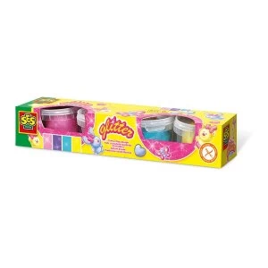 SES Creative - Childrens Glitter Clay Play Dough Set 4 Colour Pots 2 to 12 Years (Multi-colour)