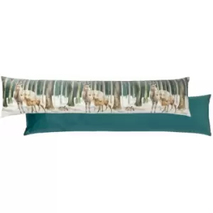 Stag Scene Watercolour Draught Excluder Cover, Teal - Evans Lichfield
