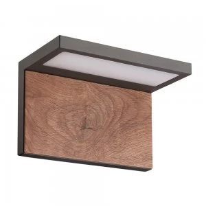 Wall Down Lamp, 13W LED, 3000K, 850lm, IP54, Anthracite, Walnut