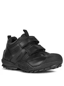 Geox Boys Savage Leather Strap School Shoe - Black, Size 4 Older
