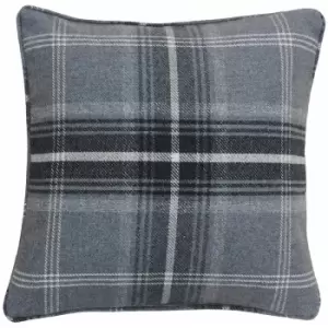 Riva Paoletti - Aviemore Heritage Tartan Check Faux Wool Piped Cushion Cover, Grey, 45 x 45 Cm