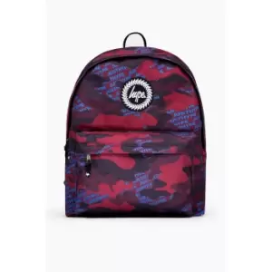 Hype Camo Repeat Logo Backpack (One Size) (Burgundy/Blue/Black)