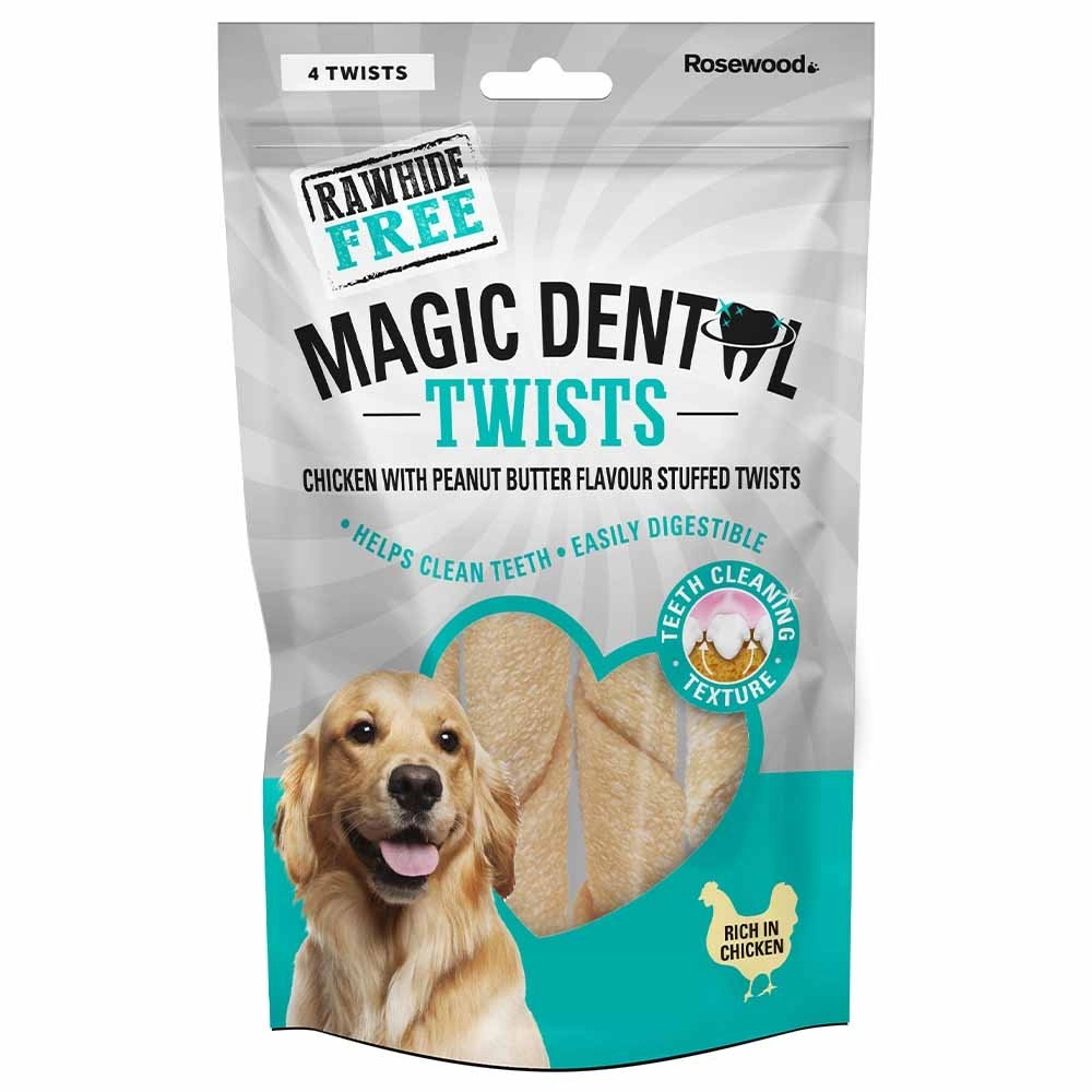 Rosewood Magic Rawhide Free Dental Twist Dog Treat 120g - wilko
