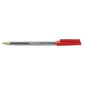 Staedtler Stick 430 1mm Medium Tip Ballpoint Pen 0.35m Line Width Red 1 x Pack of 10 Pens
