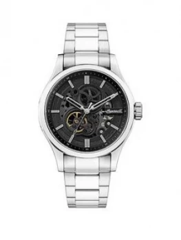 Ingersoll Ingersoll Armstrong Black And Silver Detail Skeleton Automatic Dial Stainless Steel Bracelet Watch