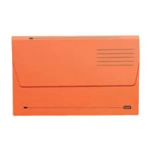 Elba Foolscap Document Wallet Half Flap Mediumweight 285gsm Orange Pack of 50