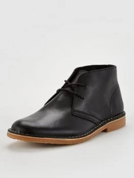 OFFICE Baker Leather Desert Boots - Black, Size 6, Men