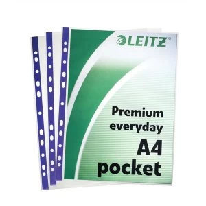 Leitz Premium Polished Presentation Pockets Top and Side-opening A4 Clear Ref 62011 Pack 25