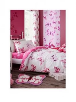Catherine Lansfield Butterfly Duvet Cover Set - Single, Pink