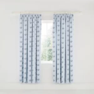 Fable Fleur Lined Curtains 66" x 72", Ink Blue