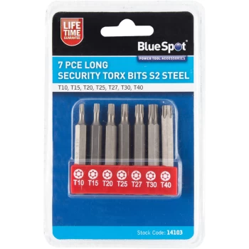 Bluespot - 14103 7 Piece Long Security Torx Bits