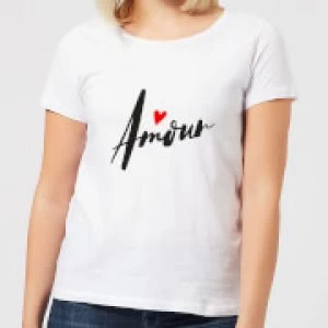 Amour Script Womens T-Shirt - White - 3XL