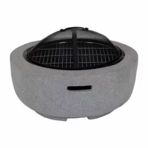 Charles Bentley Round Magnesia Fire Pit with Mesh Cover 60cm, Stone