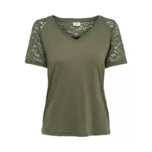 JDY lace sleeve v neck top - Green