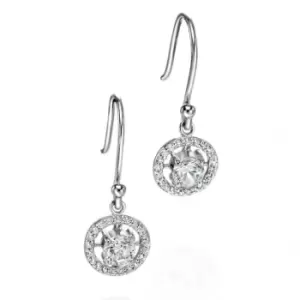 Silver Round Cubic Zirconia Pave Surround Earrings E4686C