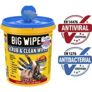 Big Wipes Antiviral Scrub & Clean Wipes 240 Wipes Bucket