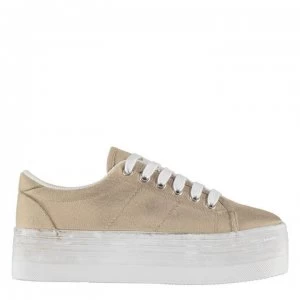 Jeffrey Campbell Play Canvas Wash Trainers - Natural/White