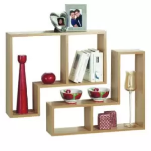 Techstyle Twin Wall Display / Storage Floating Shelves Set Of Two Oak