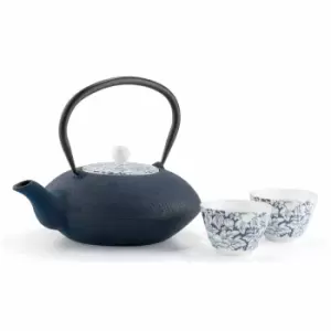 Bredemeijer Teapot Yantai Design Cast Iron 1.2L With Porcelain Lid In Blue