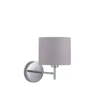Classic Silver and Grey Shade Straight Arm Wall Light